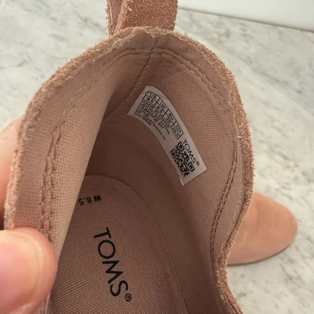 Boho TOMS Kallie Suede Wedge Ankle Booties 8.5 Dusty Rose‎ Pink Side Cutout